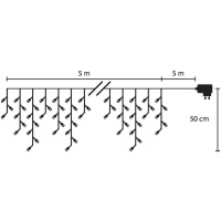 Reťaz Icicle, 200 LED studená biela, časovač