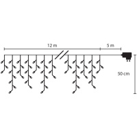 Reťaz Icicle, 480 LED studená biela, časovač