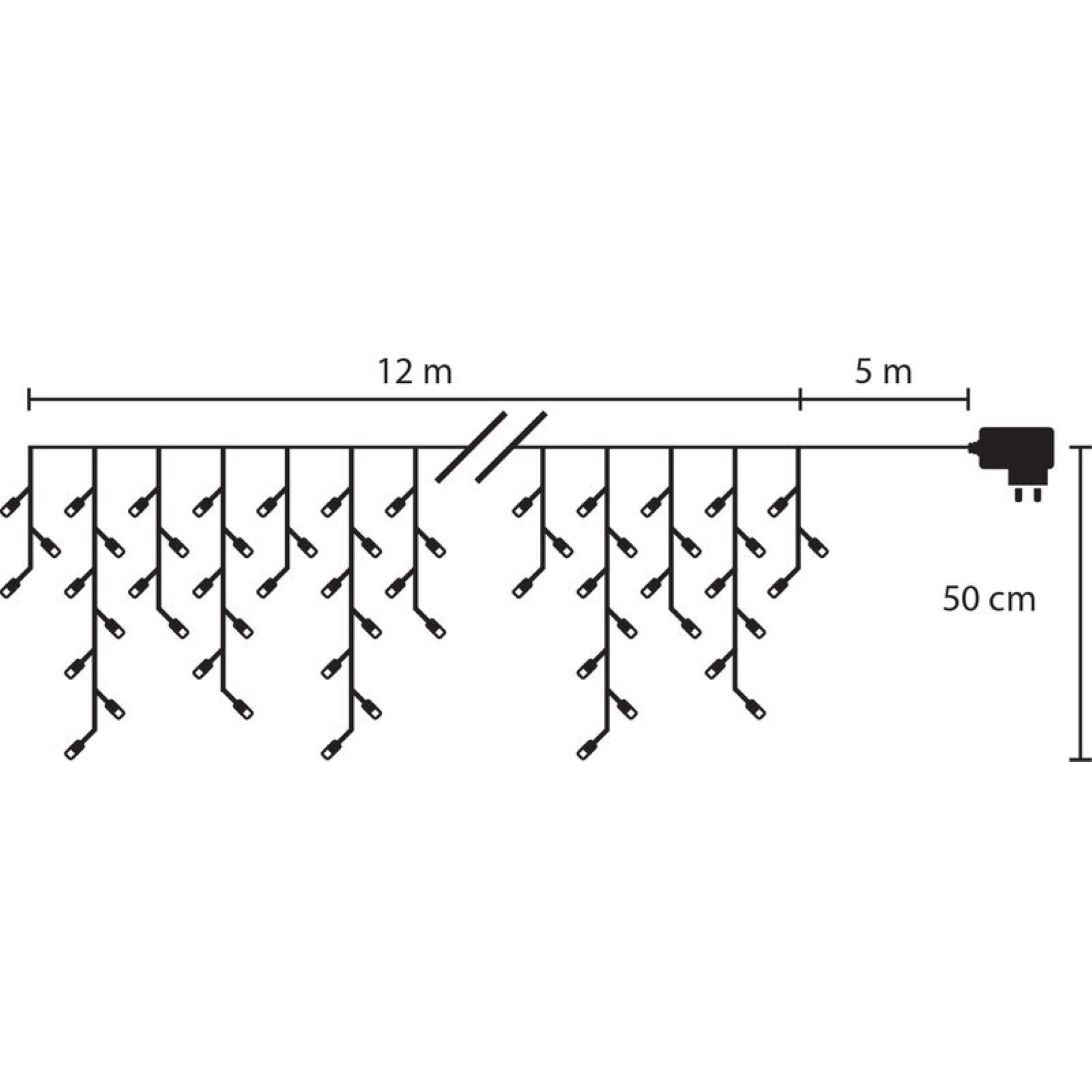 Reťaz Icicle, 480 LED studená biela, časovač