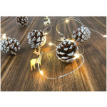 Reťaz Pine, 20 LED teplá biela, so zasneženými šiškami