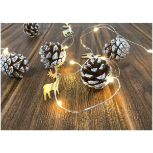 Reťaz Pine, 20 LED teplá biela, so zasneženými šiškami