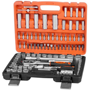 Sada náradia S210, 108 dielna, v kufri, 1/4″+1/2″