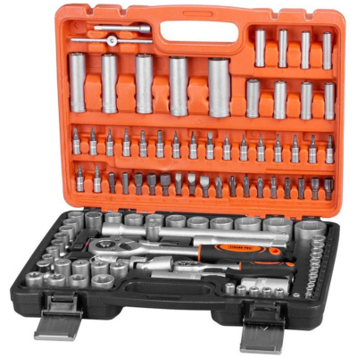 Sada náradia S210, 108 dielna, v kufri, 1/4″+1/2″