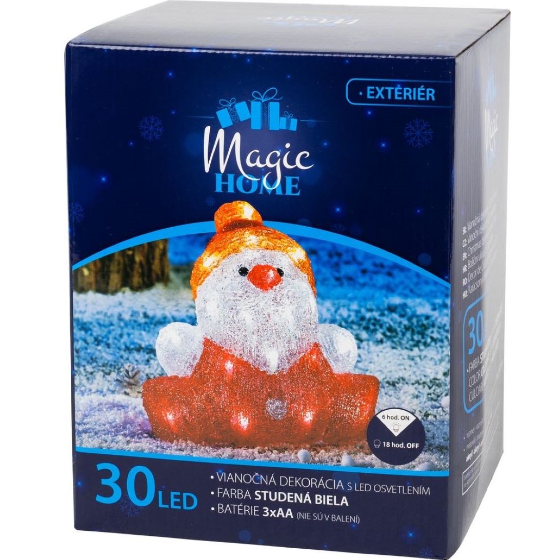 Santa klaus, 30 LED, časovač,exteriér