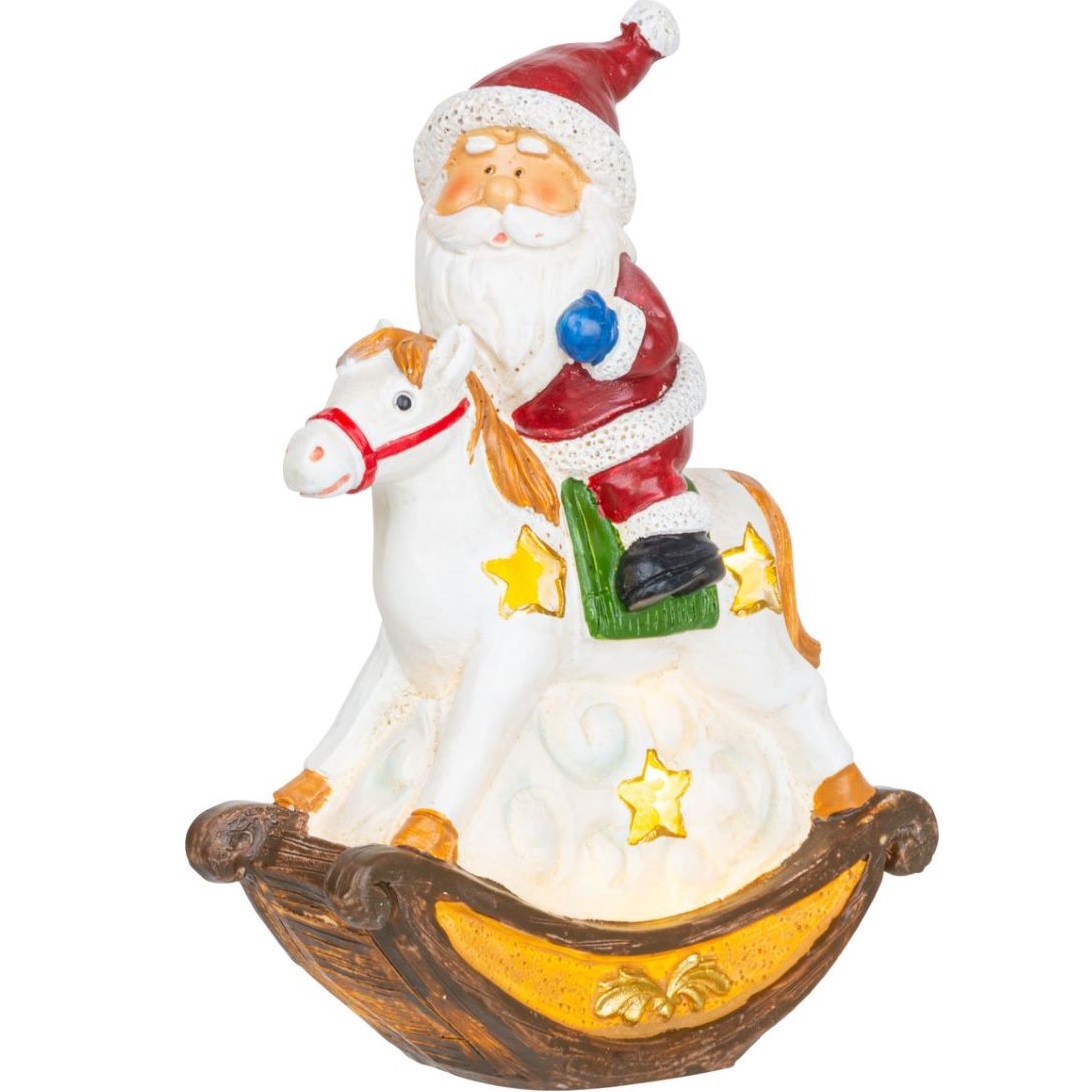 Santa na koni, LED, polyresin, 12×5,5×18 cm