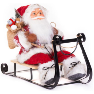 Santa na sánkach, červený, 46 cm