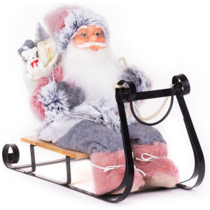Santa na sánkach, ružový, 46 cm