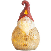 Santa okrúhly malý, LED, polyresin, 19,5 cm