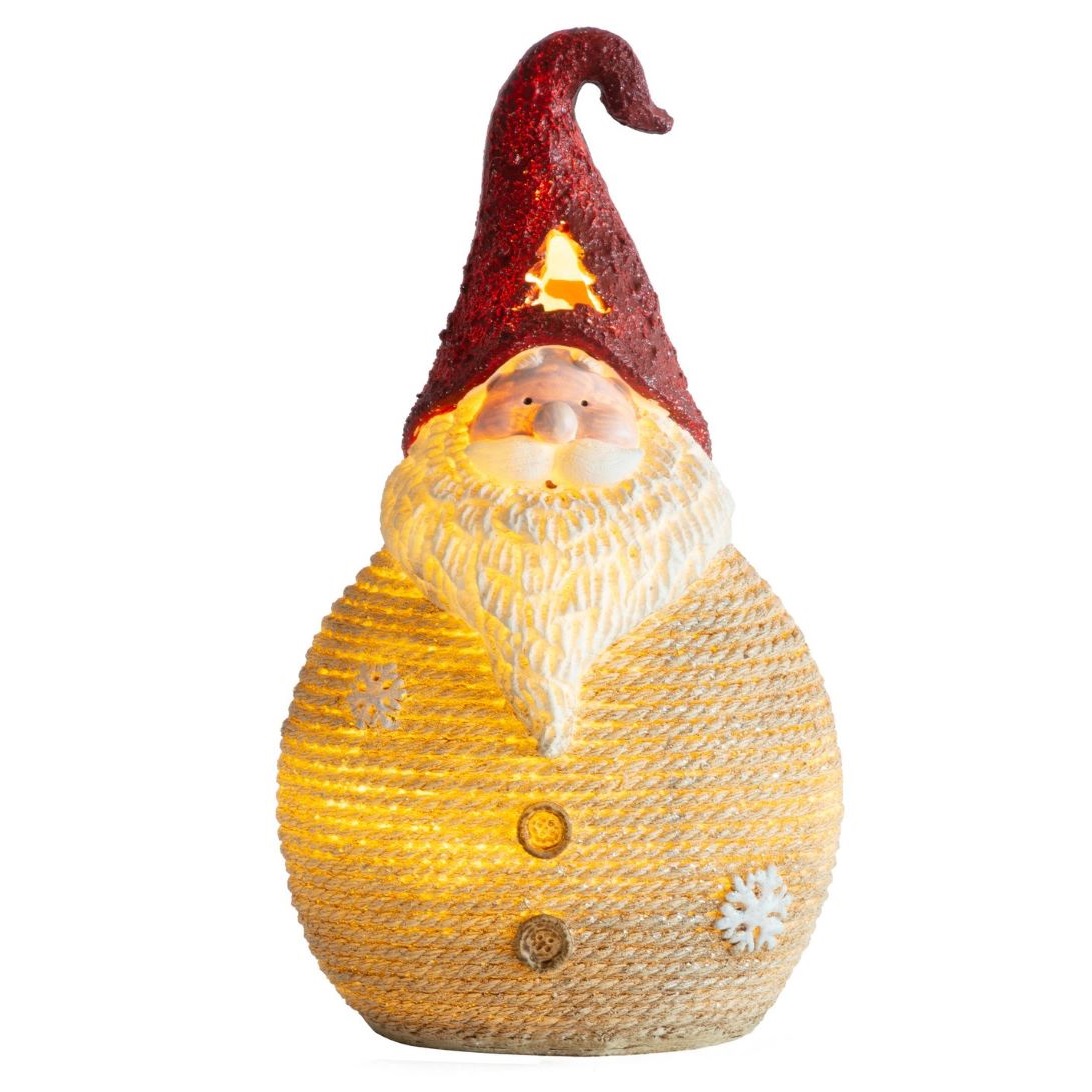 Santa okrúhly stredný, LED, polyresin, 28,5 cm