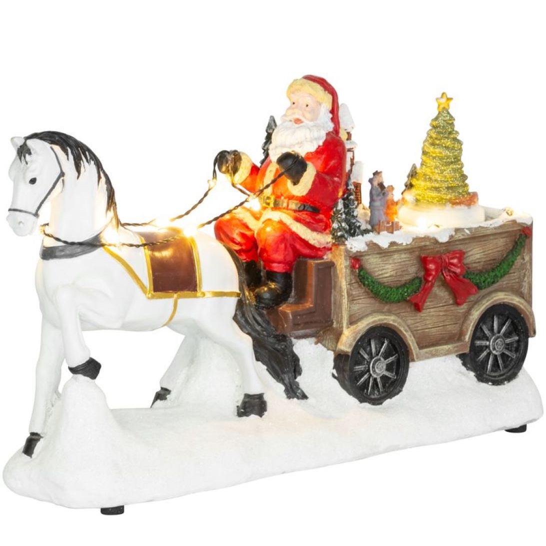 Santa s koňom, LED, 3xAA, interiér