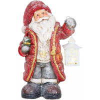 Santa s lampášom, LED, keramika, 26x18x42 cm