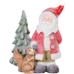 Santa s veveričkou a stromčekom, 1 LED, 2xAAA, keramika