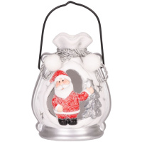 Santa v balíčku, LED, terakota