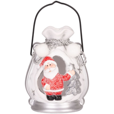 Santa v balíčku, LED, terakota