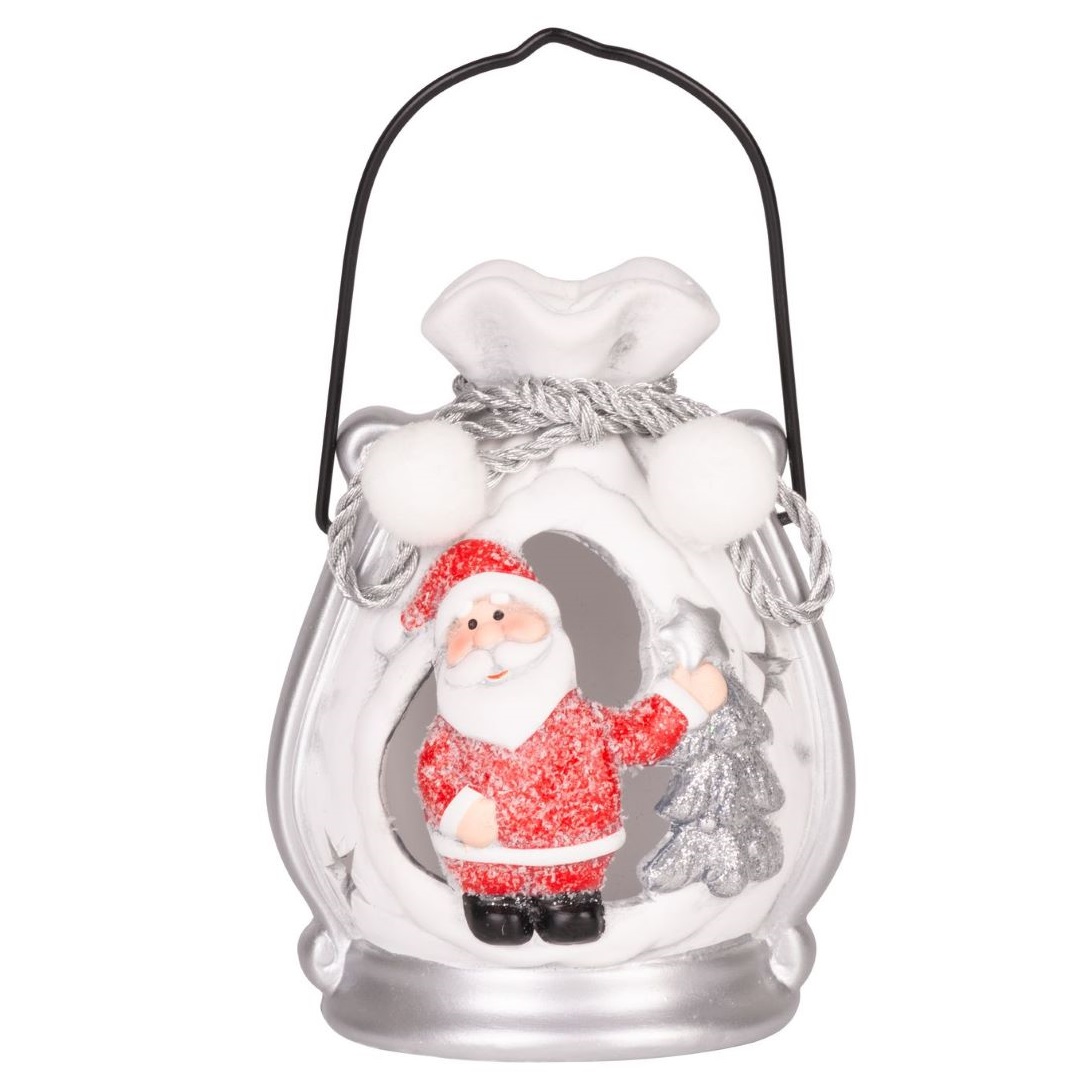 Santa v balíčku, LED, terakota