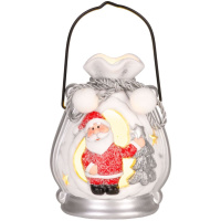 Santa v balíčku, LED, terakota