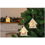 Santa v domčeku, LED, závesná, 9x3x10,4 cm