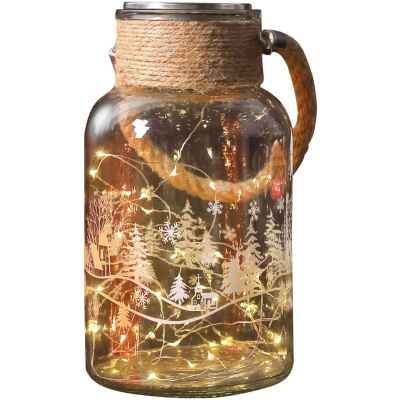 Sklenená dóza, 30 LED teplá biela, 3xAAA, IP44, exteriér, 13×23,50 cm
