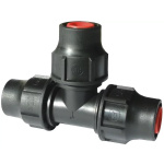 Skrutkovací T-kus na kvapkovacie potrubie 16mm