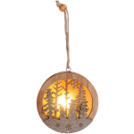 Snehuliak v guli, LED, závesná, MDF, 8,5x2x8,5 cm