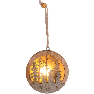 Snehuliak v guli, LED, závesná, MDF, 8,5x2x8,5 cm