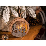 Snehuliak v guli, LED, závesná, MDF, 8,5x2x8,5 cm