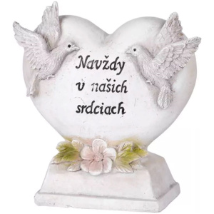 Srdce s holubicami, polyresin, na hrob