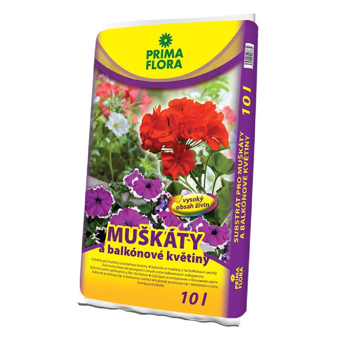 Substrát na muškáty a balkón.kvety 10 l