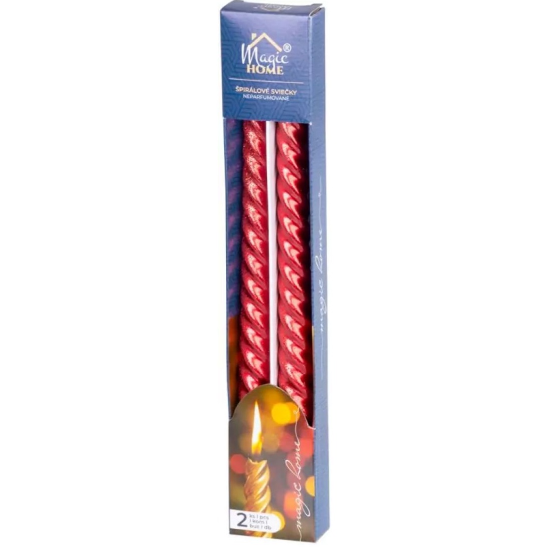 Sviečka Vianoce červená špirálová 25 cm, bal. 2 ks