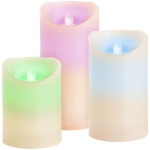 Sviečky sada 3 ks, LED, 3xAAA, pravý vosk, časovač, pohyblivý plameň