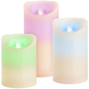 Sviečky sada 3 ks, LED, 3xAAA, pravý vosk, časovač, pohyblivý plameň