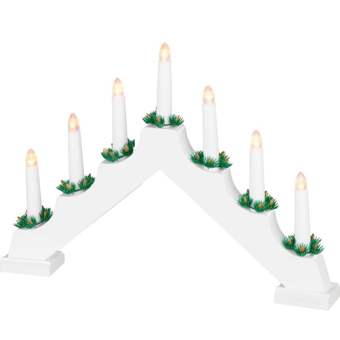 Svietnik biely 7 LED, teplá biela