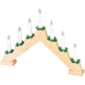 Svietnik imitácia dreva 7 LED, teplá biela
