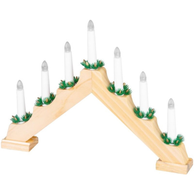 Svietnik imitácia dreva 7 LED, teplá biela