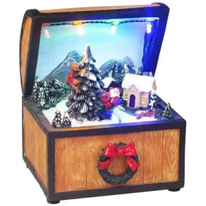 Truhlica, 4 LED multi, polyresin, 3xAA, interiér, 10x10x13 cm