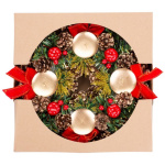 Veniec prírodný, adventný, červený, 25 cm