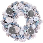 Veniec prírodný, adventný, krémový, 34 cm