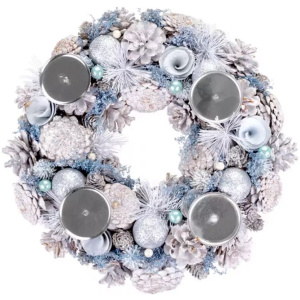 Veniec prírodný, adventný, krémový, 34 cm