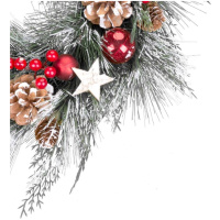 Veniec , prírodný, závesný, s čečinou a hviezdami, 39 cm