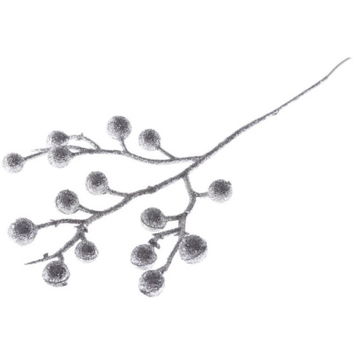 Vetvička GliBerries. strieborná, 28 cm, bal. 6 ks