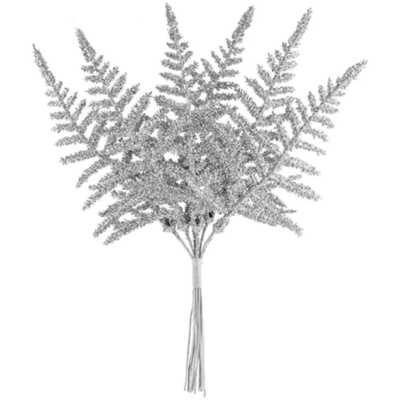 Vetvička papraď, strieborná, 19 cm, bal. 6 ks