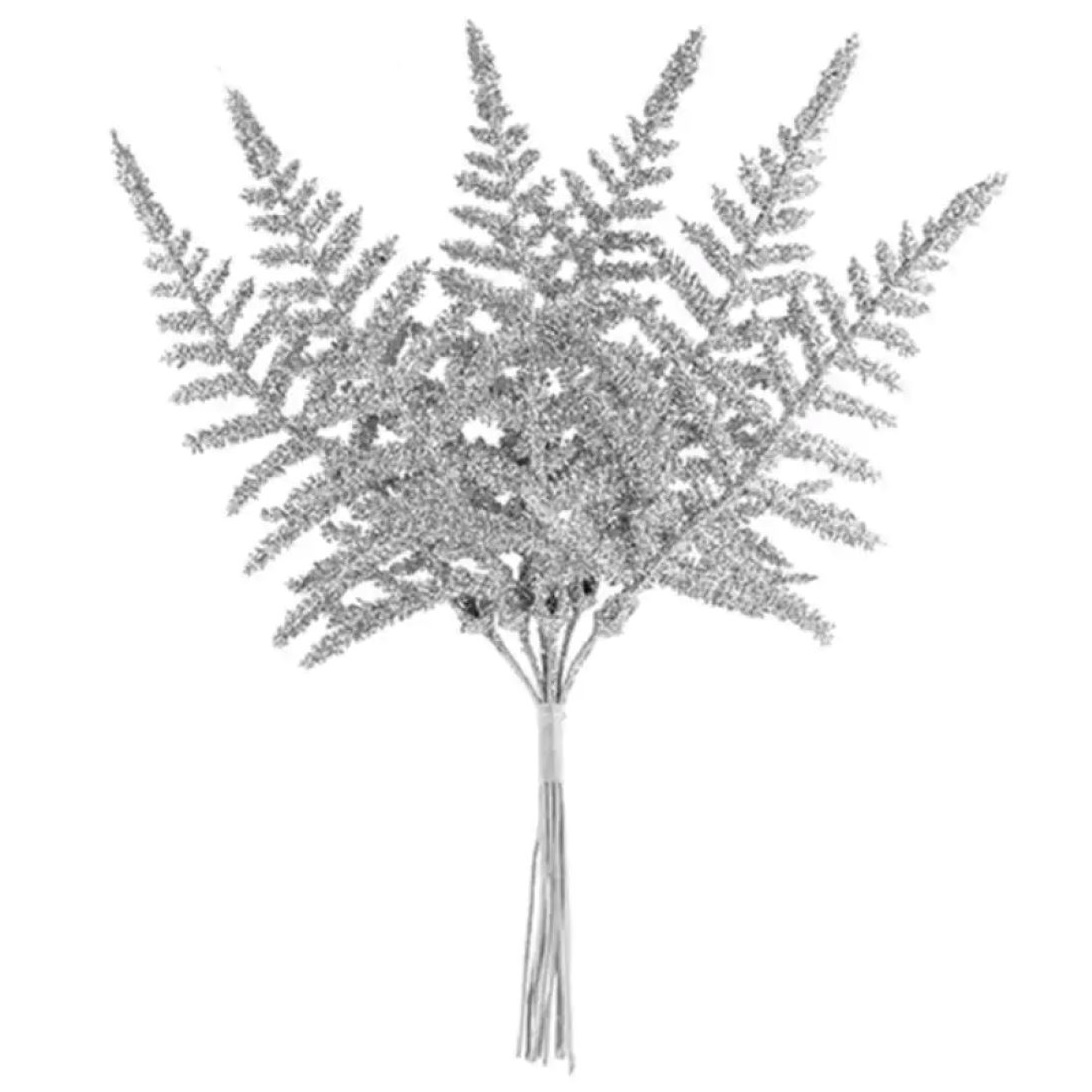 Vetvička papraď, strieborná, 19 cm, bal. 6 ks