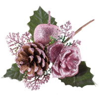 Vetvička s jablkom, ružová 16 cm, bal. 6 ks