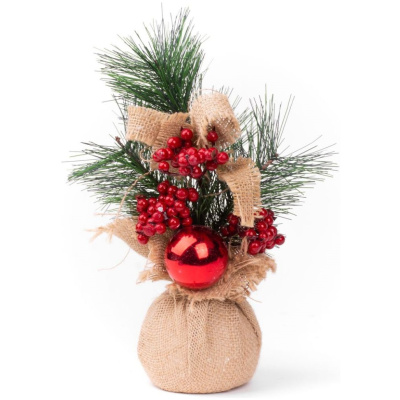 Vetvičky v jute, s guľou, 23 cm, 2ks