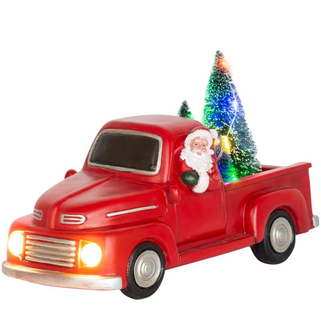 Vianočné auto so santom, LED, 3xAA, interiér