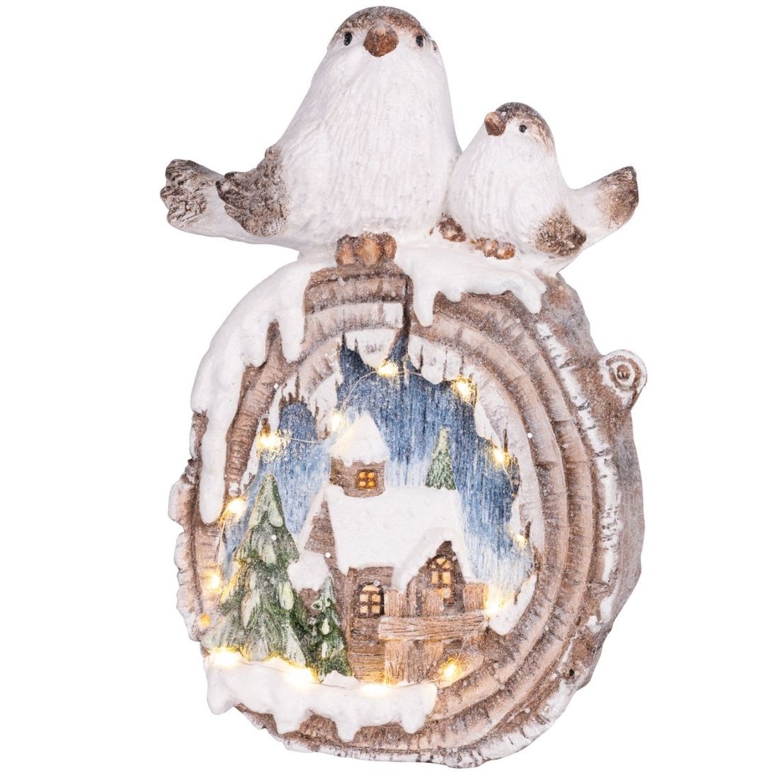 Vtáčiky s domčekmi, LED, keramika, 33,3×16,5×47 cm