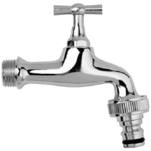 Záhradný ventil guľový 3/4″ chróm s had. prípojkou