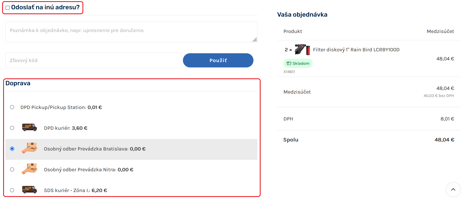 Vytvorenie objednávky