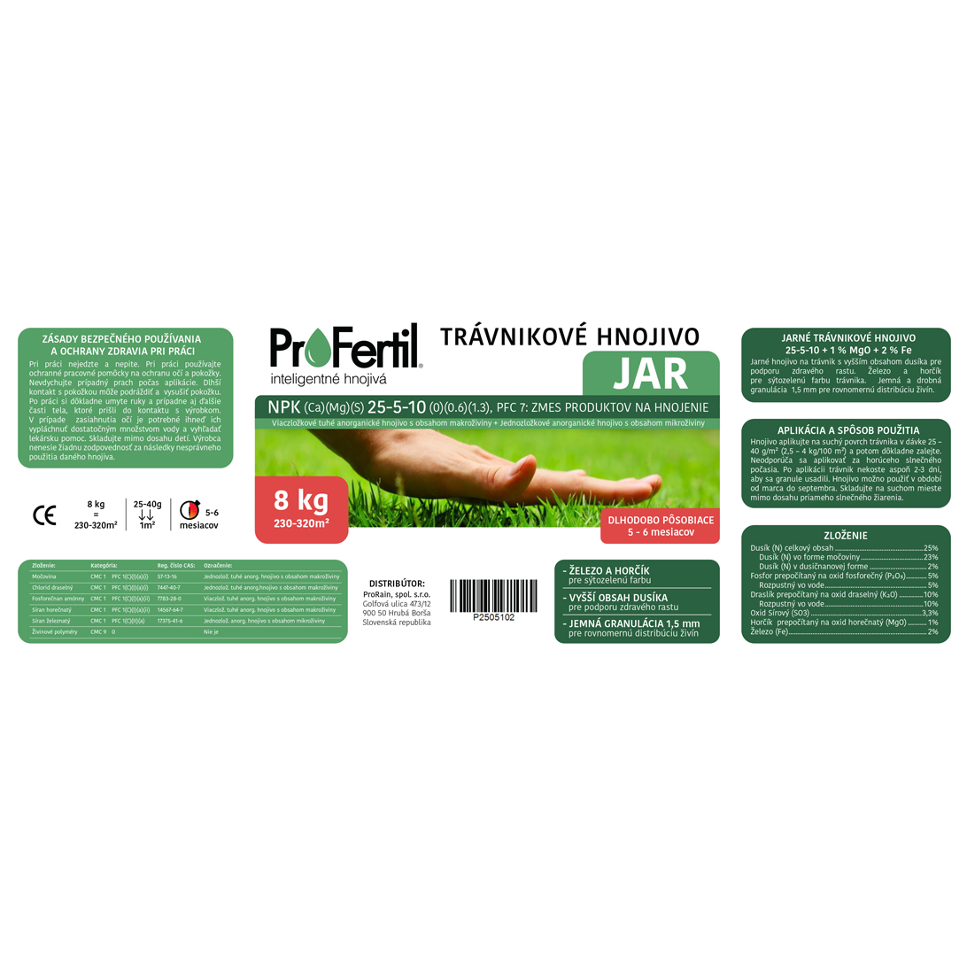 ProFertil JAR 25-05-10+2Fe+1MgO 5-6 mesačné hnojivo (8kg)