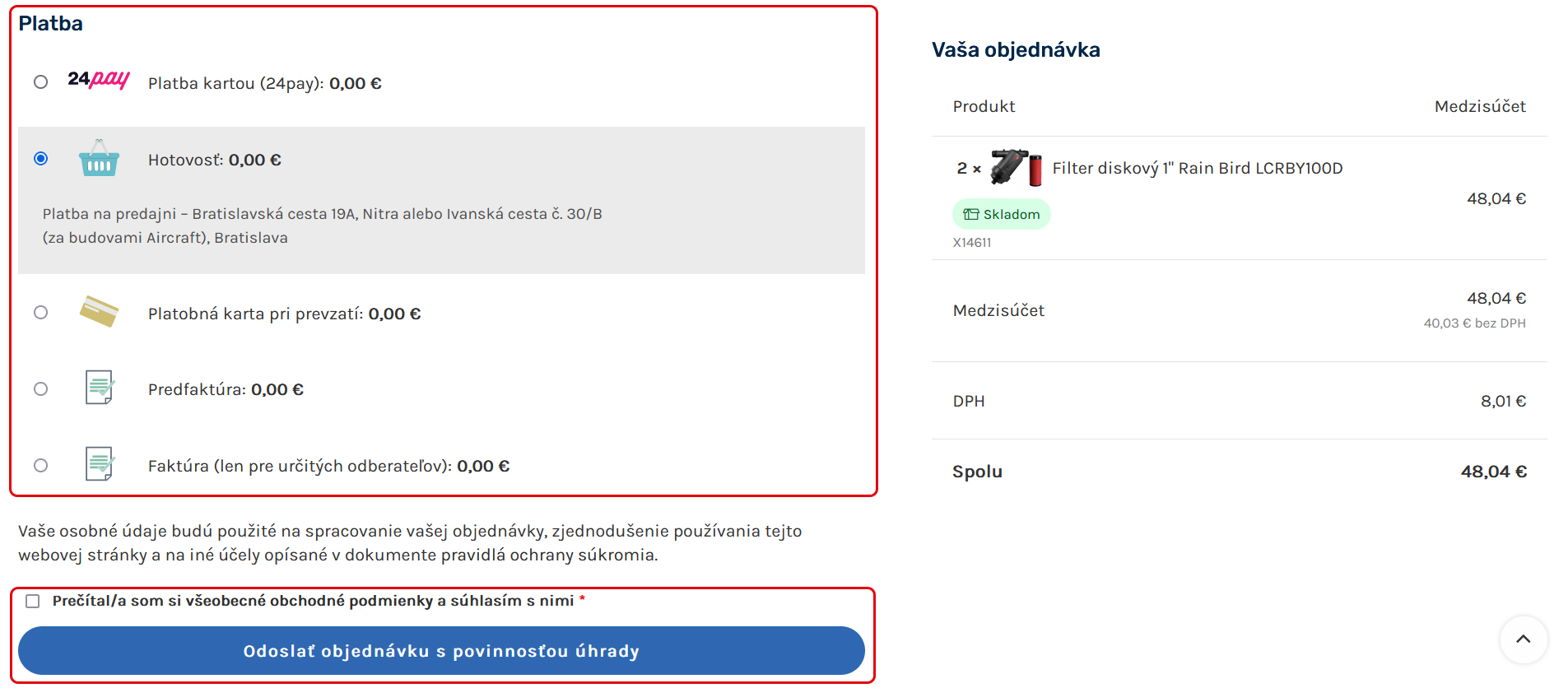 Vytvorenie objednávky